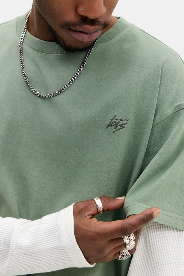 iets frans... Camiseta de Doble Capa con Manga de Waffle Verde #2