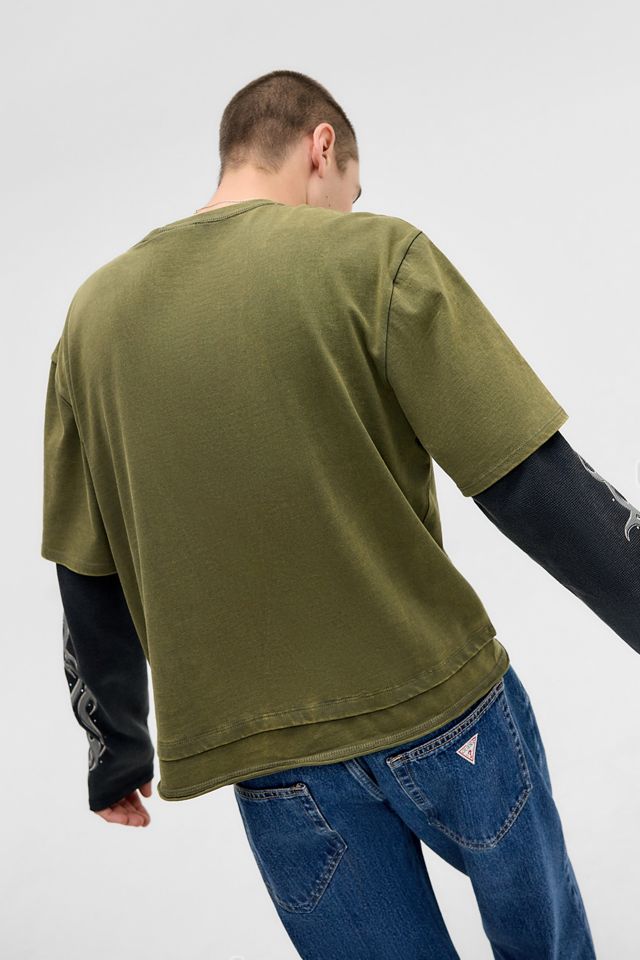 Guess Jeans Olive Double Layered T-Shirt #3