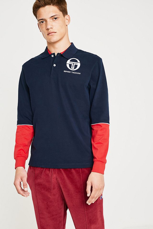 Sergio Tacchini Illier Navy Polo Shirt | Urban Outfitters UK