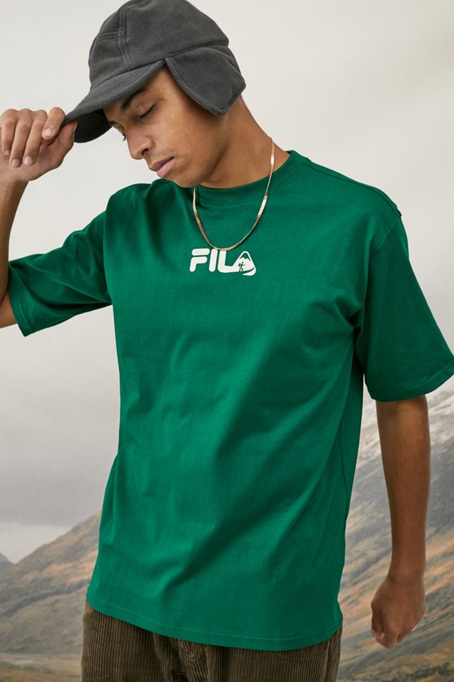 FILA UO Exclusive Green Reymend T-Shirt Urban Outfitters UK