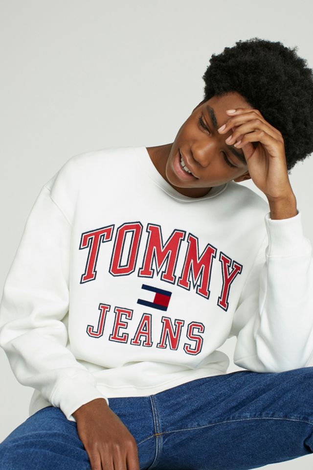 Tommy Jeans '90s White Crewneck Sweatshirt Urban Outfitters UK