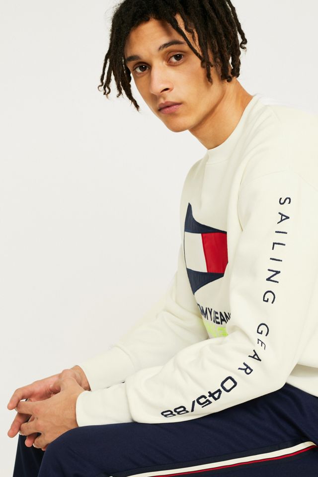 Tommy Jeans ‘90s Sailing Logo White Crew Neck Sweatshirt #1