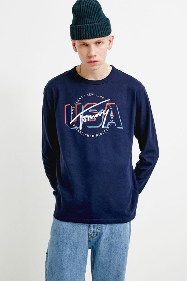 Tommy Jeans - T-shirt USA Shadow manches longues bleu marine #2