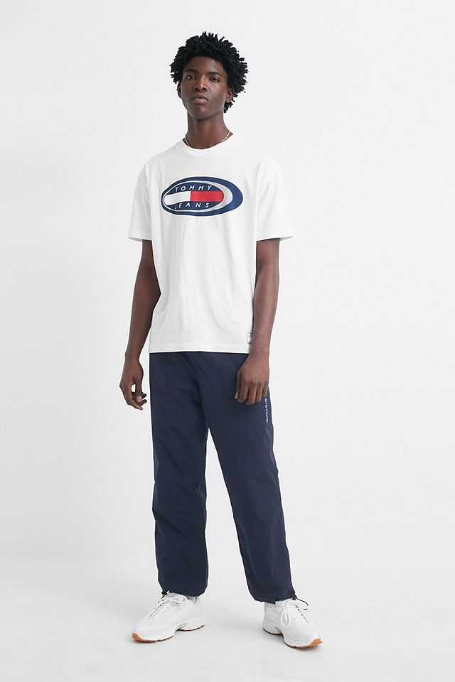 Tommy Jeans Summer Oval Logo White T-Shirt | Urban Outfitters UK