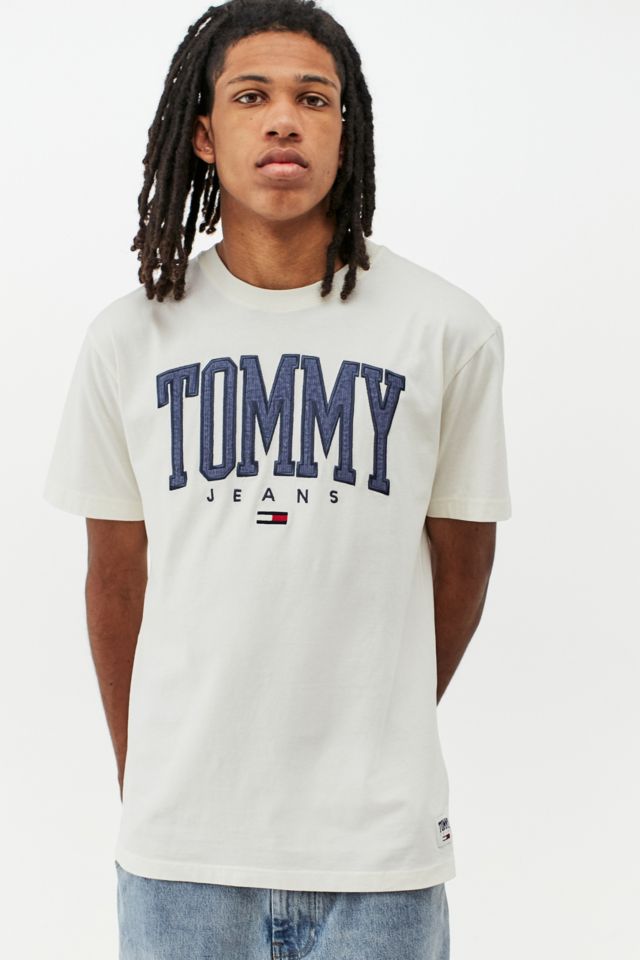 Tommy Jeans White Collegiate T-Shirt | Urban Outfitters UK