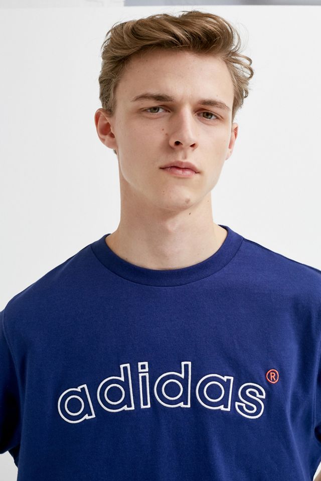 adidas - T-shirt bleu marine avec logo incurvé #2