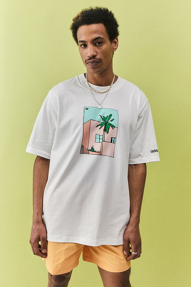 adidas White Hand-Drawn T-Shirt | Urban Outfitters UK