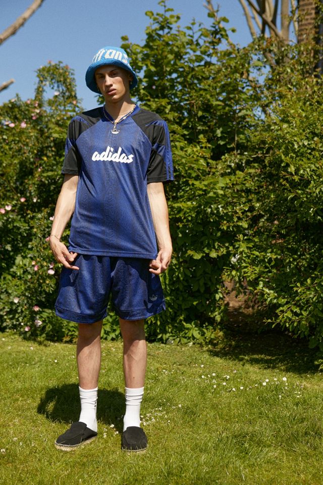 adidas Blue Leopard Print Football T-Shirt #1