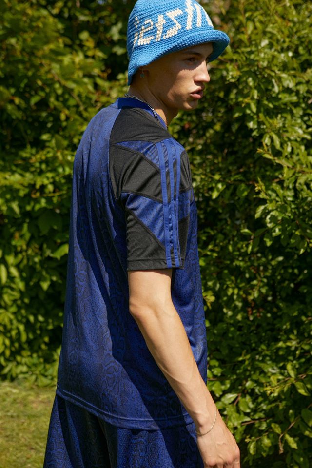 adidas Blue Leopard Print Football T-Shirt #3