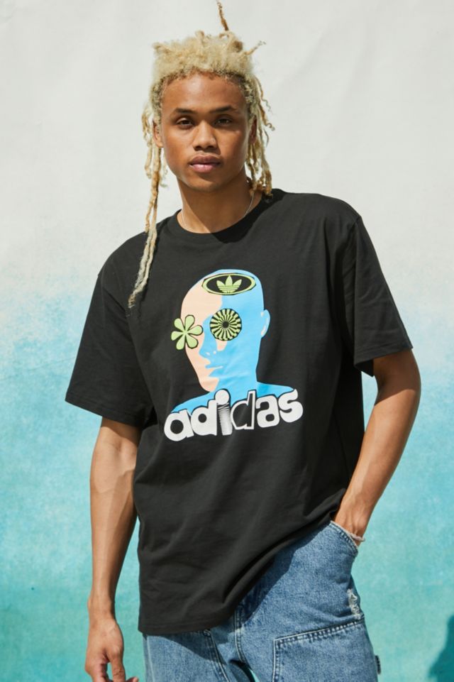 adidas Adiplay Black Graphic Print T-Shirt | Urban Outfitters UK