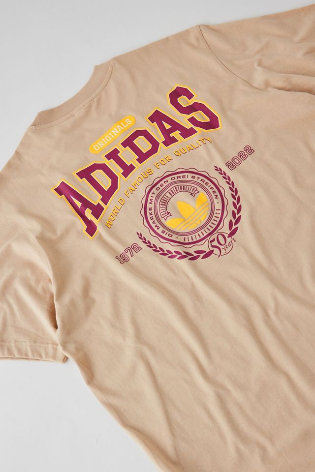 adidas Beige Loose Varsity TShirt Urban Outfitters UK