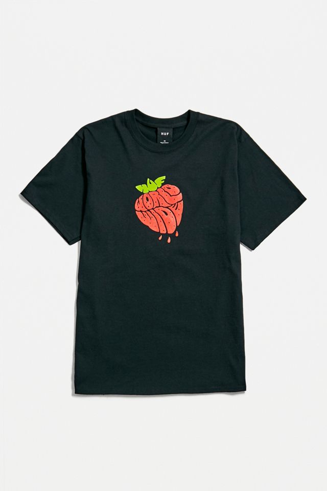 ◇ILLIGO◇ Strawberry Fitted T-Shirt Charcoal HUF UO Exclusive Black Strawberry T-Shirt | Urban Outfitters UK
