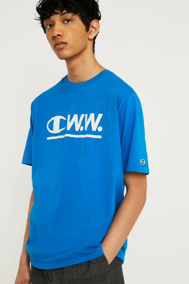 X Wood Wood Blue Logo T-Shirt | Urban Outfitters UK