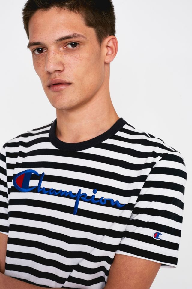 Champion striped clearance t shirt