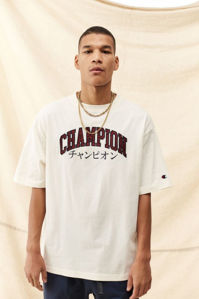 Champion Ecru Japanese Varsity T-Shirt | Urban Outfitters UK