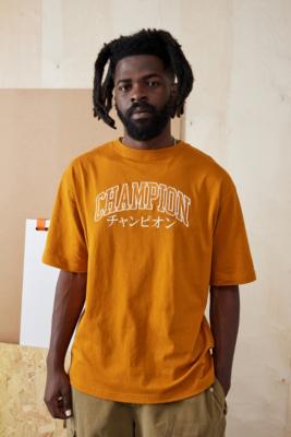 Champion UO Exclusive Gingerbread Japanese Collegiate T-Shirt - Orange M at Urban Outfitters