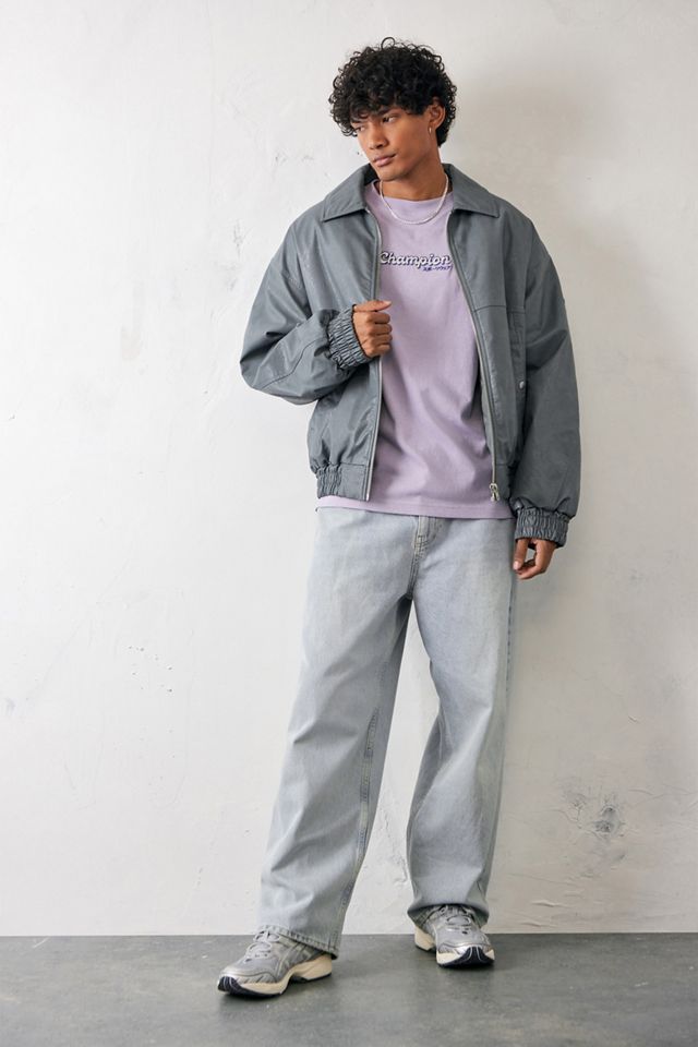 Champion Uo Exclusive Reverse Weave Purple Puff-Print Logo T-Shirt  #1