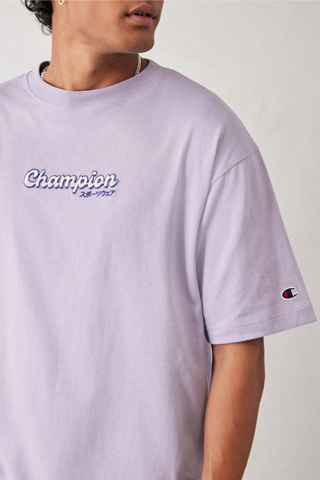 Champion Uo Exclusive Reverse Weave Purple Puff-Print Logo T-Shirt  #2