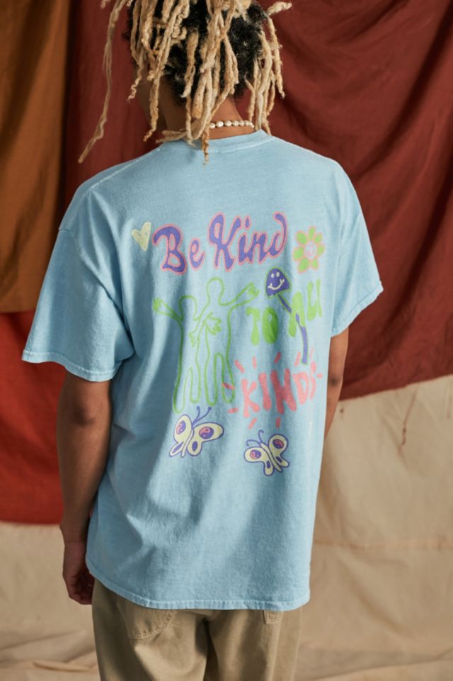 UO Blue Be Kind T-Shirt | Urban Outfitters UK