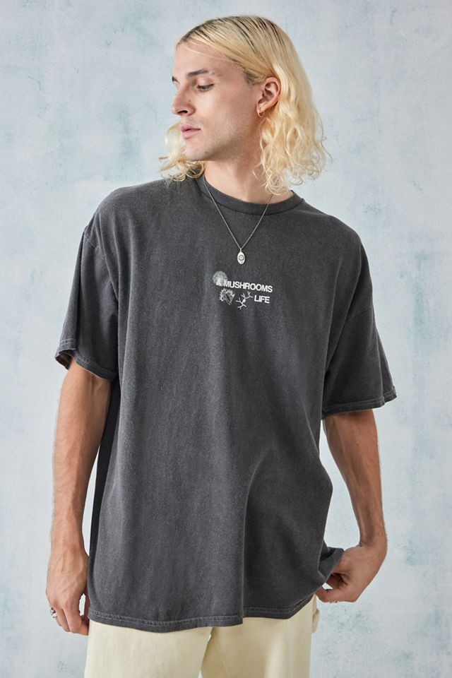 UO Overdyed Black Mushroom Life T-Shirt  #1