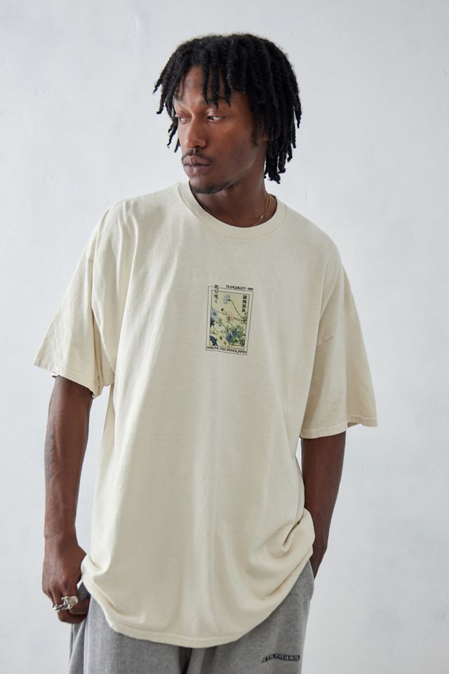 UO White Floral Japanese T-Shirt | Urban Outfitters UK