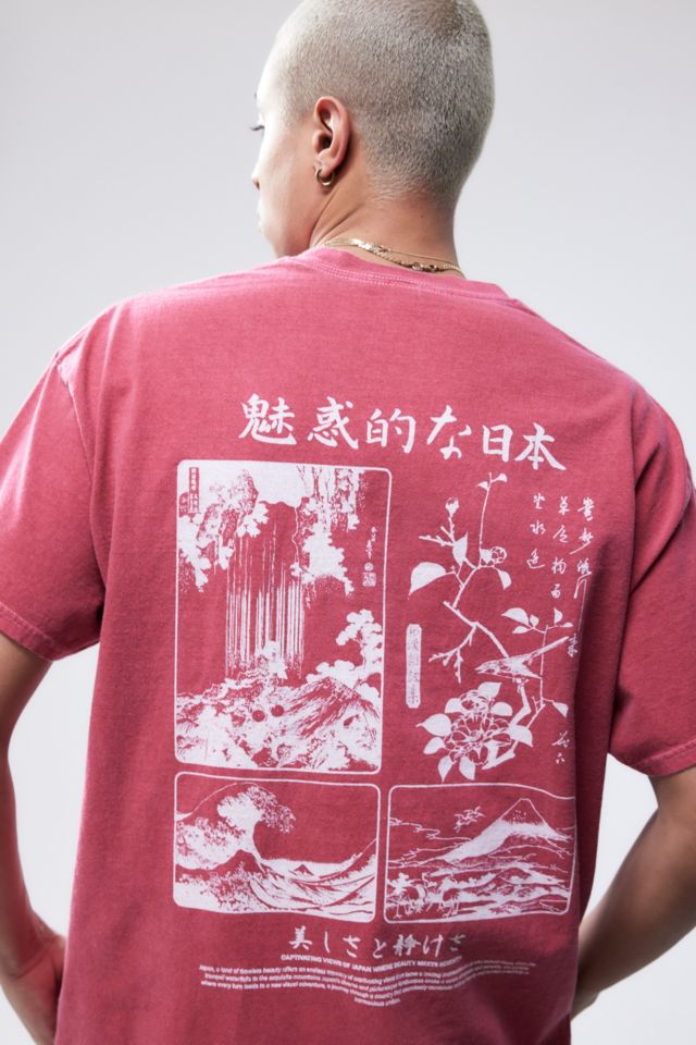 UO Red Japanese Floral T-Shirt | Urban Outfitters UK