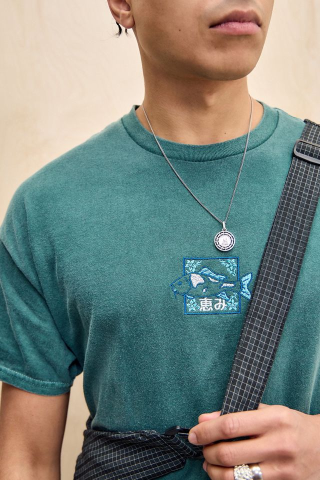UO Green Embroidered Fish T-Shirt #1