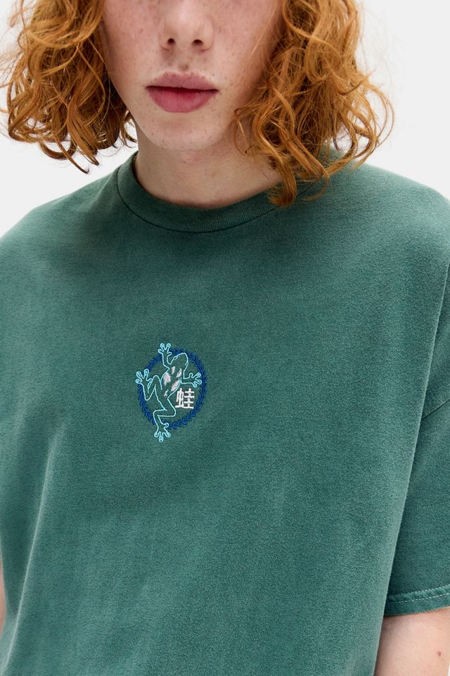 UO Teal Frog Embroidered T-Shirt #1