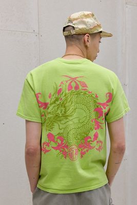UO Limetten-Blumen-Drachen-T-Shirt