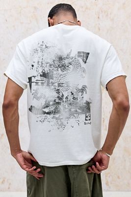 T-Shirt UO Drago Bianco con Schizzi