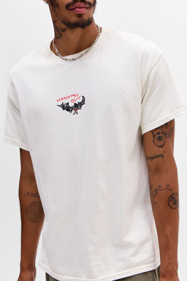 T-shirt graphique UO chauve-souris suspendue blanche #2
