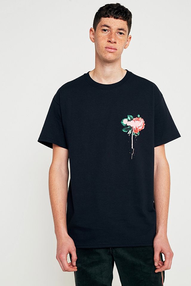 UO Flower Paint Black T-shirt | Urban Outfitters UK