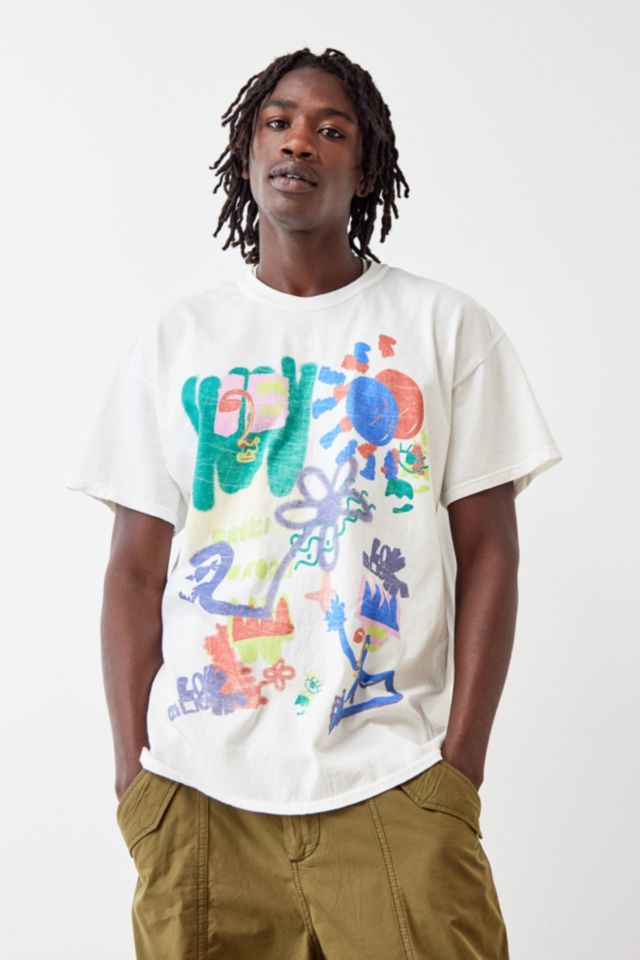 UO White Doodle Print T-Shirt | Urban Outfitters UK