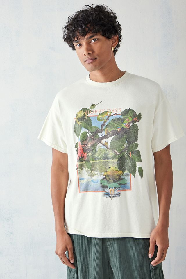 UO Überfärbtes Weißes Vintage Frosch T-Shirt #3