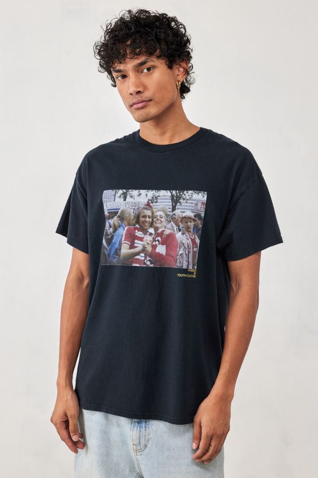 UO Black Museum Of Youth Culture Football T-Shirt | Urban Outfitters UK