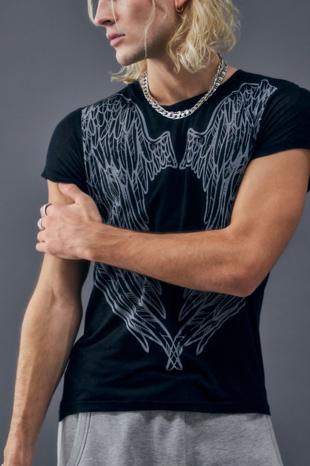 Jaded London Washed Black Wing T-Shirt | Urban Outfitters UK