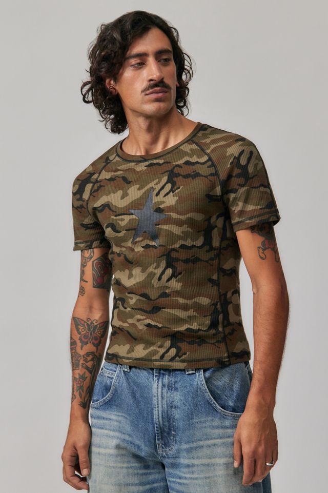 Jaded London Camo Waffle Starstruck T-Shirt | Urban