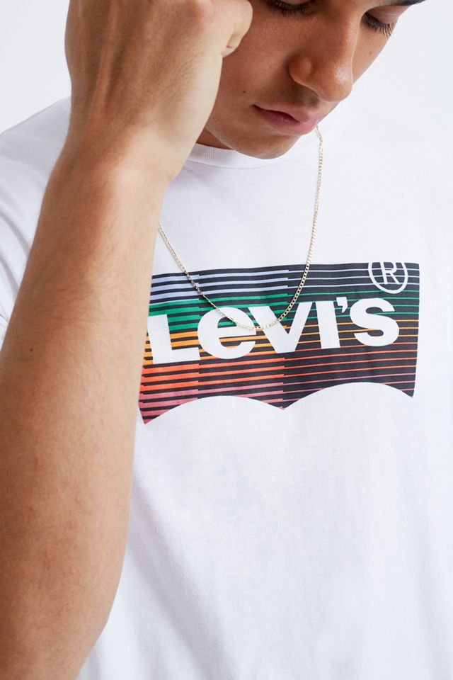 Levi's - T-shirt chauve-souris à rayures multicolores blanc  #2