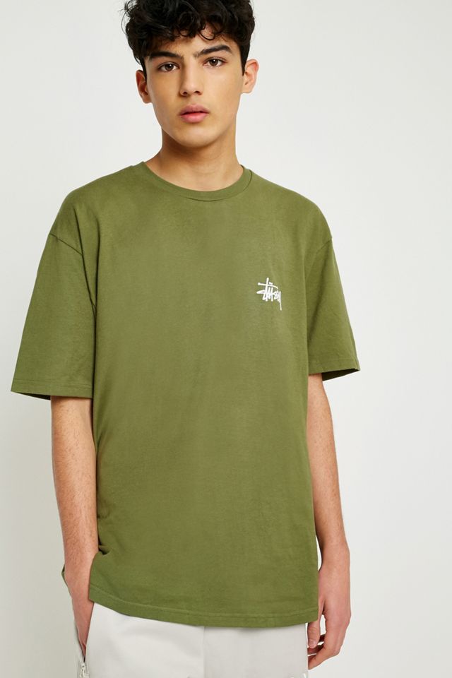 Stussy Basic Logo Olive Short-Sleeve T-Shirt #2