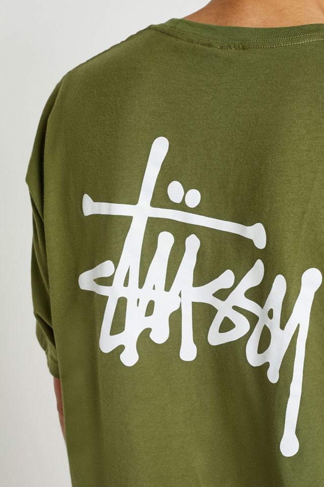 Stussy Basic Logo Olive Short-Sleeve T-Shirt #1