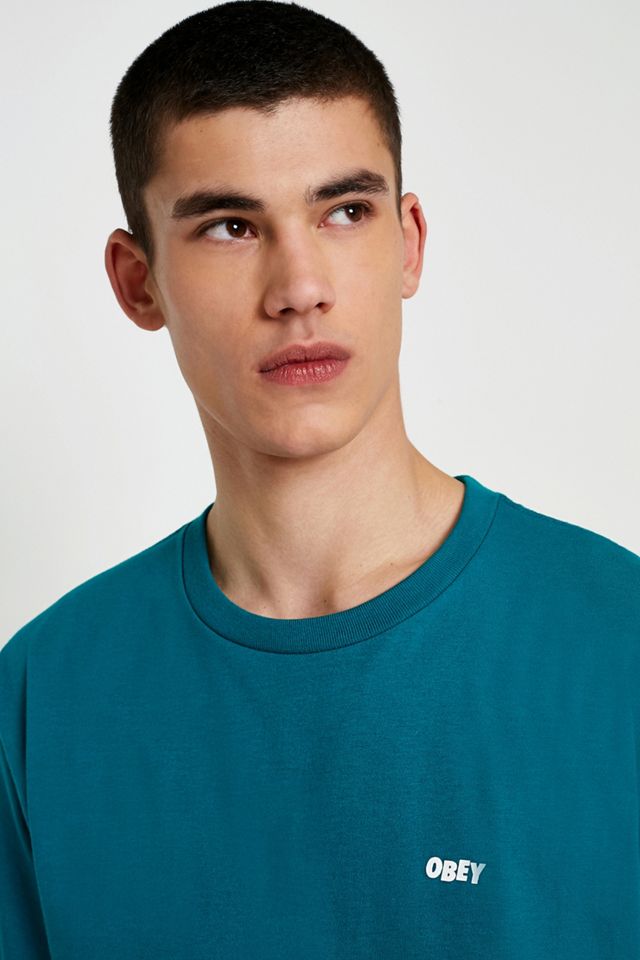 OBEY Jumble Text Teal T-Shirt #2