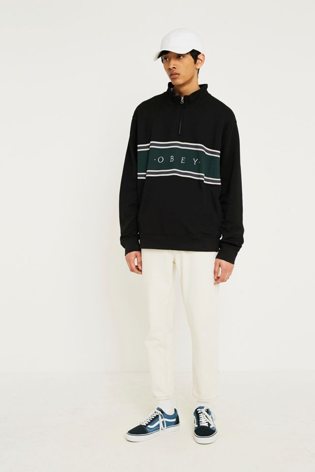 OBEY Black Half-Zip Mock Neck Sweatshirt | Urban Outfitters UK