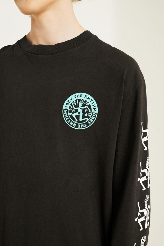 OBEY the Rhythm Black T-Shirt a maniche lunghe #2