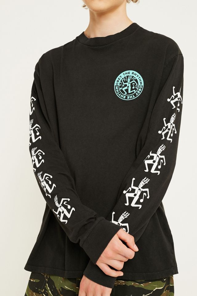 OBEY the Rhythm Black T-Shirt a maniche lunghe #4