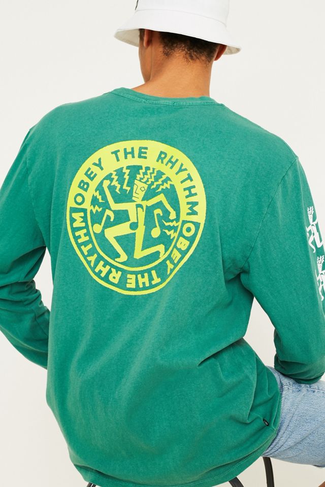 OBEY the Rhythm Teal T-Shirt a maniche lunghe #1