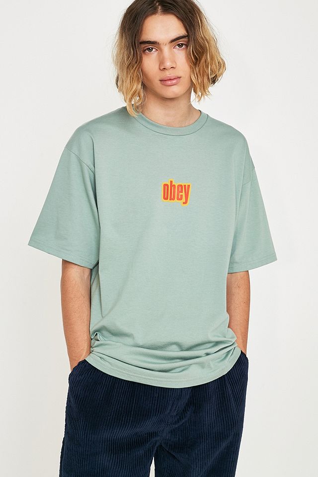OBEY ‘90s Box Logo Green T-Shirt | Urban Outfitters UK