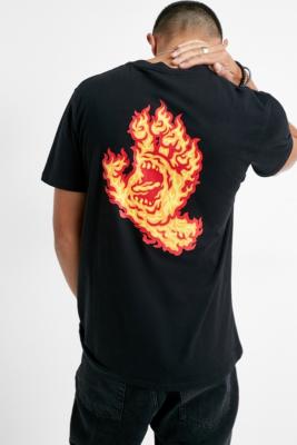 Black Santa Cruz Flame Hand S/S T-Shirt 