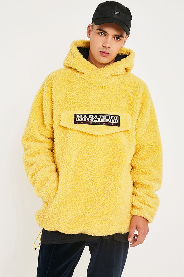 Napapijri Yellow Teddy Hoodie | Urban Outfitters UK