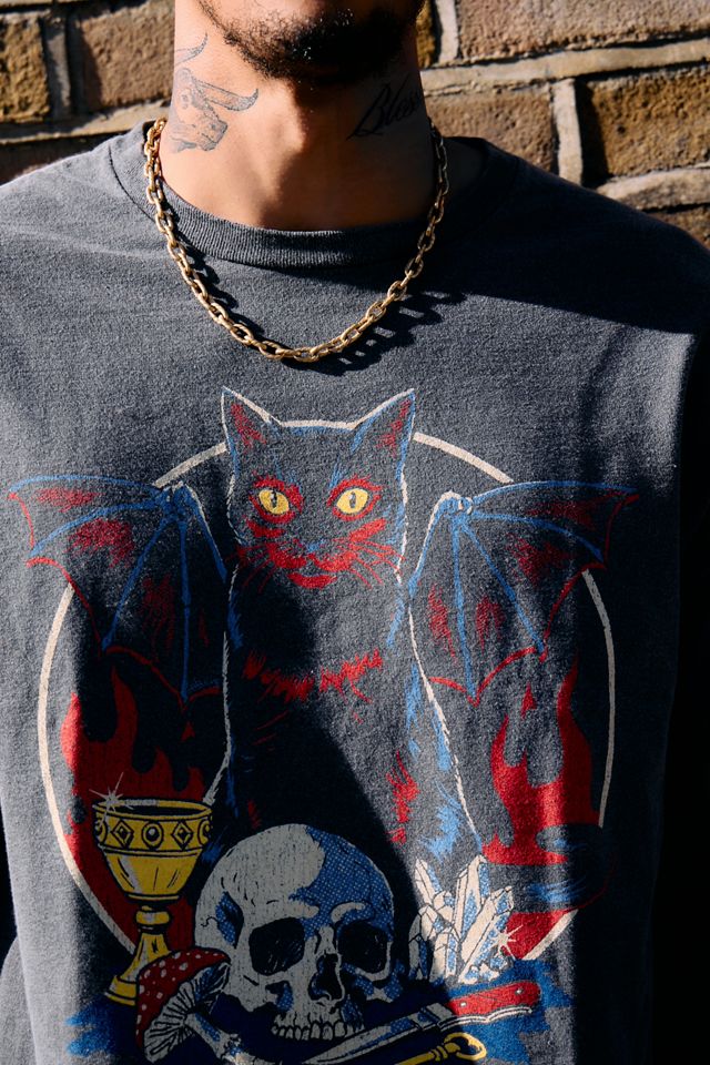 UO Grey Spooky Cat Graphic Tee #2