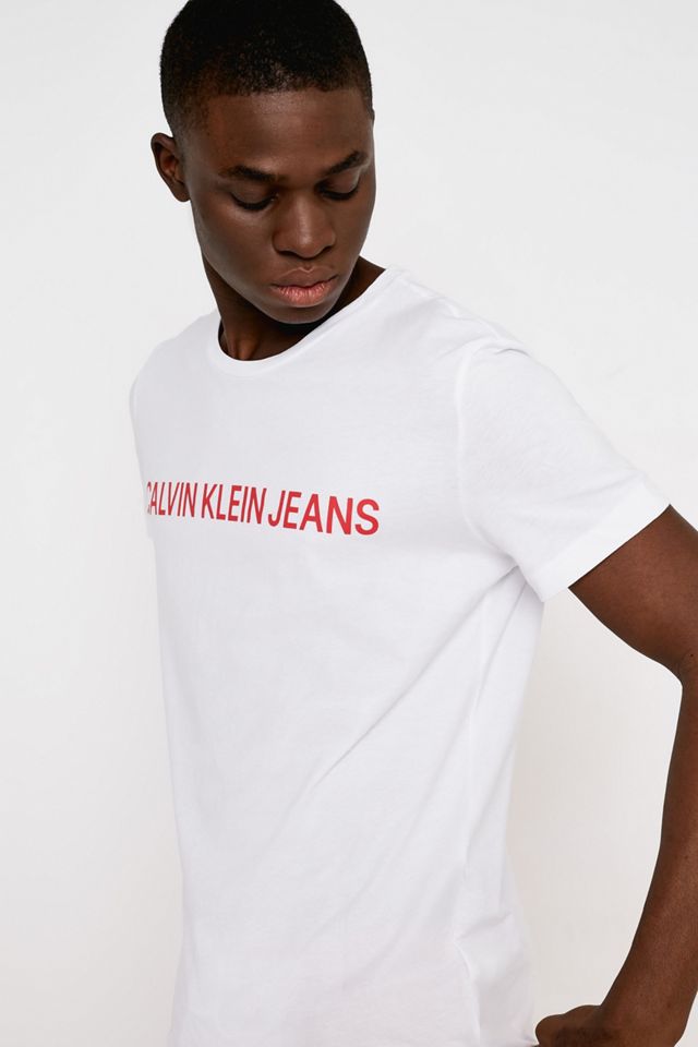 Calvin Klein Jeans Institutional Logo Bianco Slim T-Shirt #2